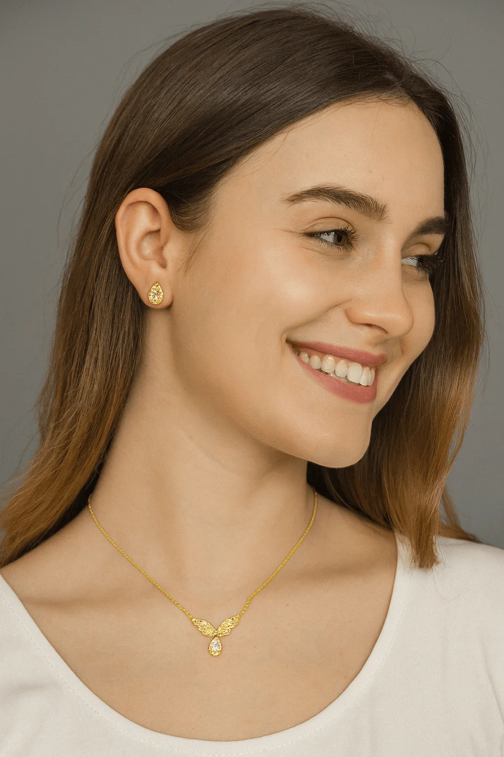 Angel Wings Drop Necklace Set