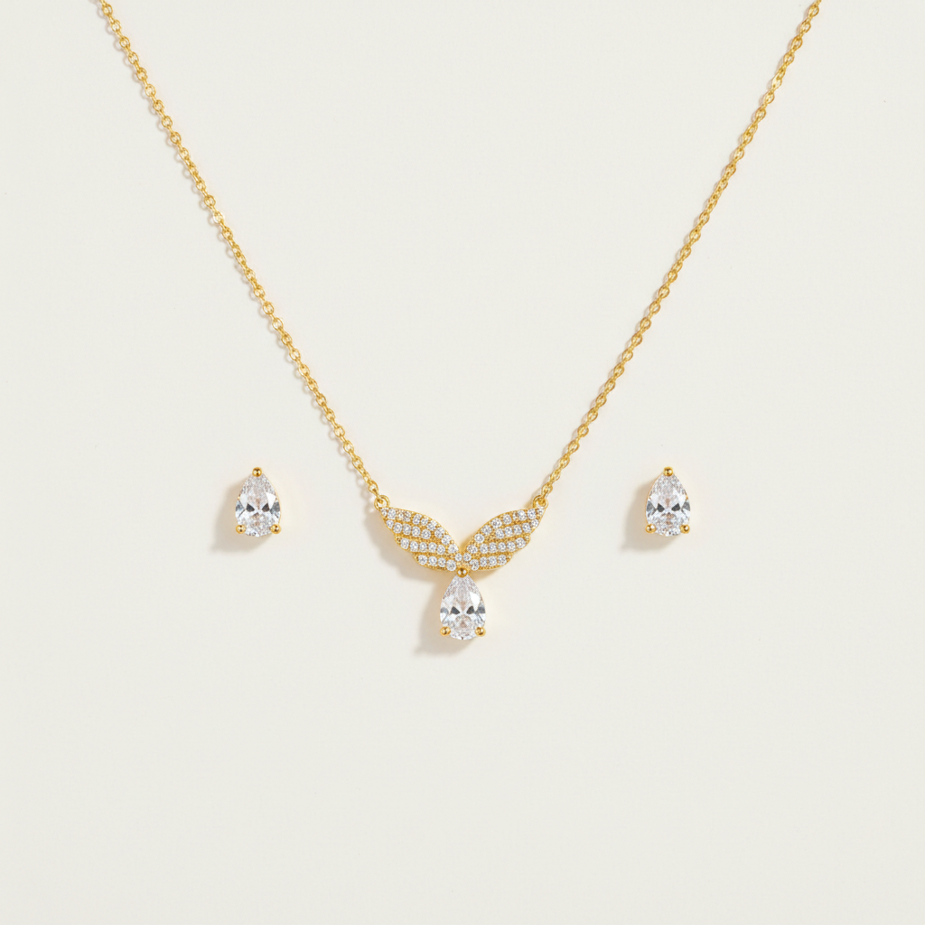 Angel Wings Drop Necklace Set