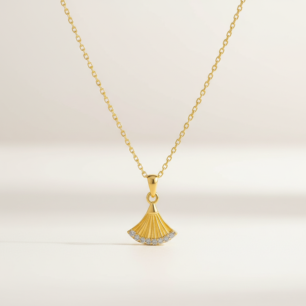 Gold plated fan necklace