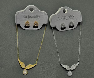 Angel Wings Drop Necklace Set