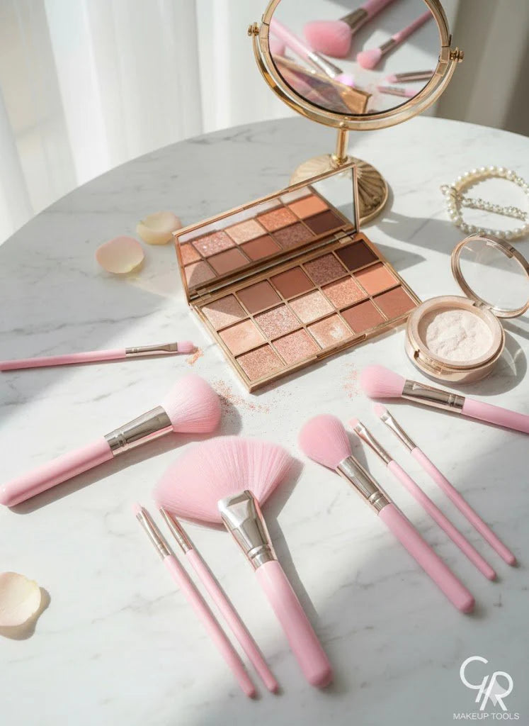 Professional Pink Makeup Brush Set